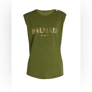 NWT Balmain Button Tank Top in Army Green